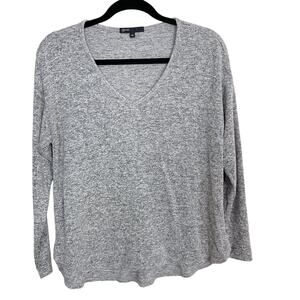 Gibson PS Petite Small Womens VNeck Marled Heather Gray Top Sweater